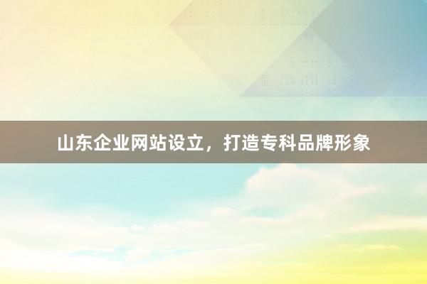 山东企业网站设立，打造专科品牌形象