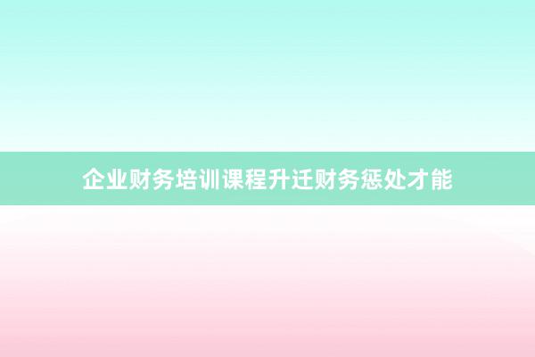 企业财务培训课程升迁财务惩处才能